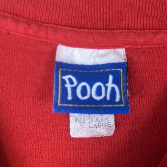 VTG 90s Disney Winnie The Pooh T Shirt XL Red Embroidered Soft Pooh Graphic - Picture 4 of 7